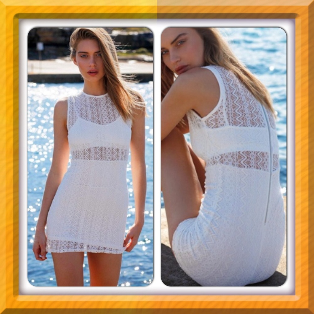 Sabo Skirt White Lace Cut Out Dress